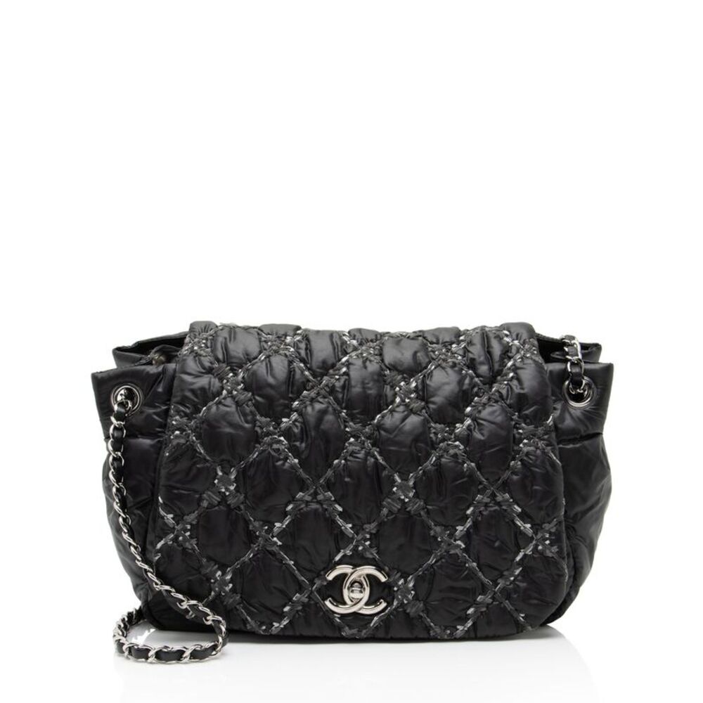 Chanel Lambskin Bubble Quilt Tweed Medium Flap Shoulder Bag
